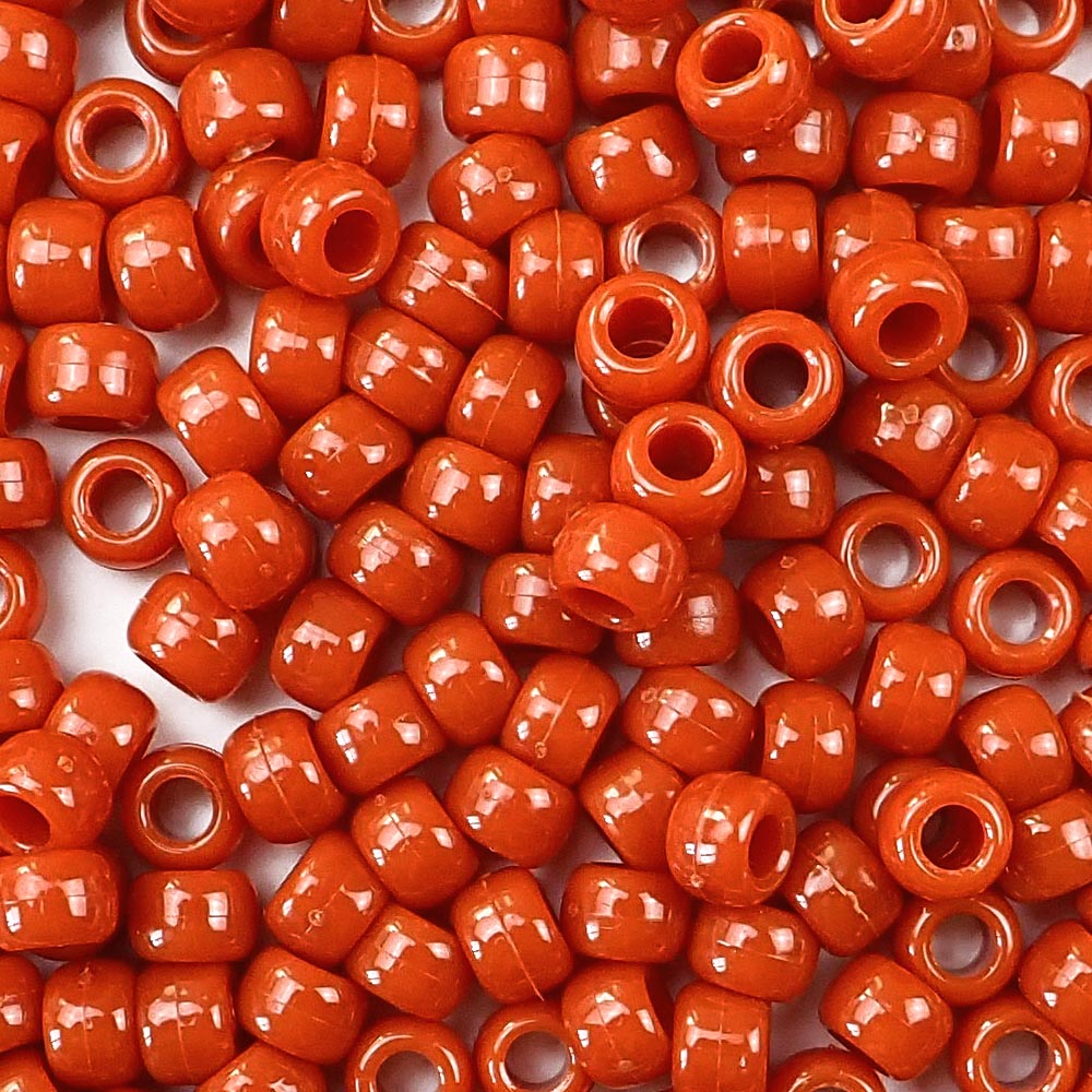 Cinnabar Swirl Plastic Pony Beads. Size 6 x 9 mm. Craft Beads. Made in the USA.
