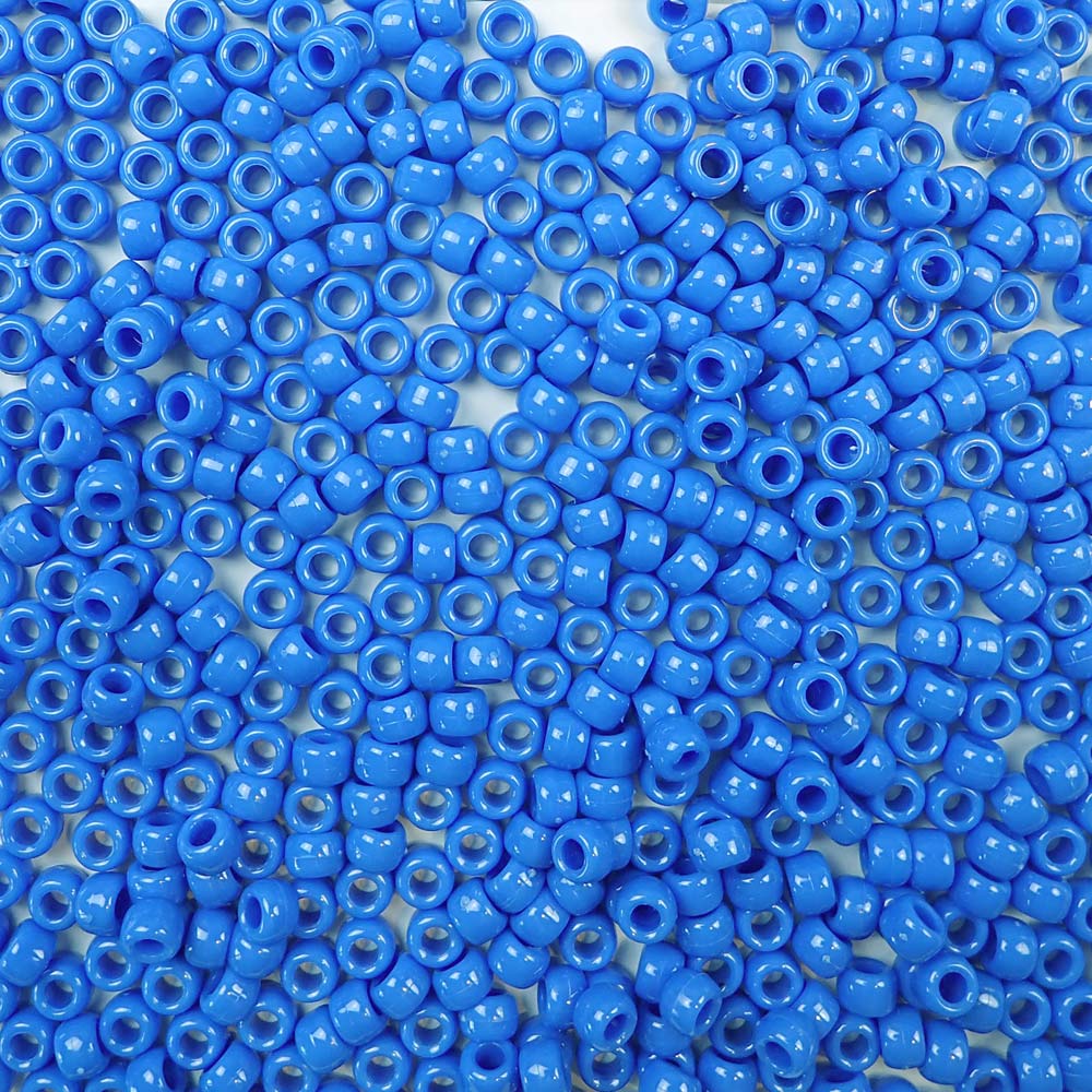 6 x 9mm plastic pony beads in periwinkle blue