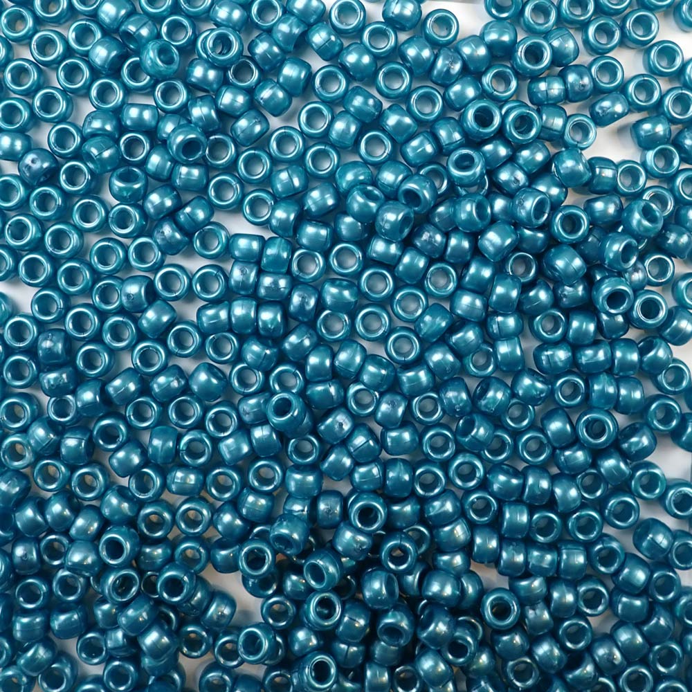 6 x 9mm plastic pony beads in teal pearl