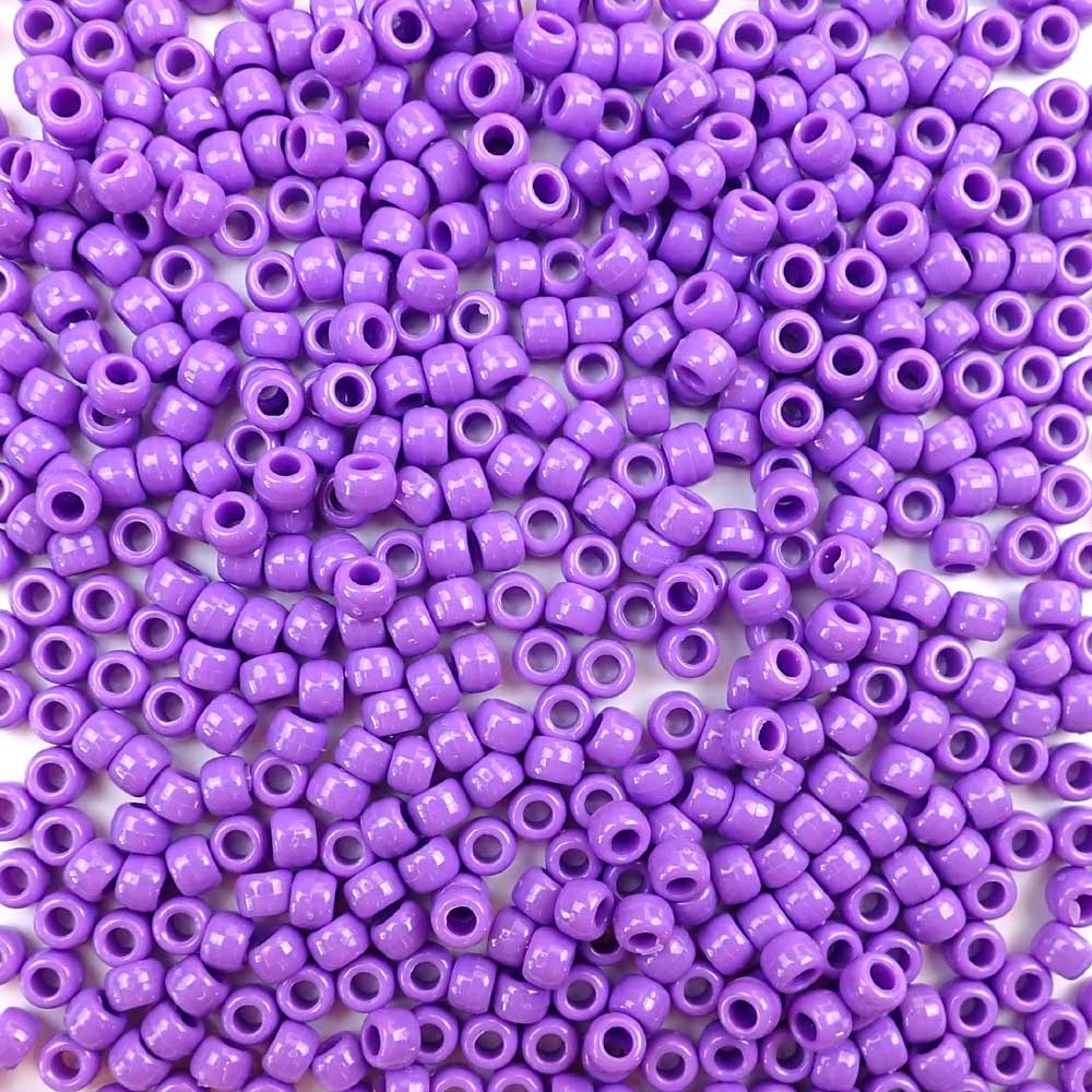 Lilac Purple Opaque Plastic Pony Beads 6 x 9mm, 500 beads