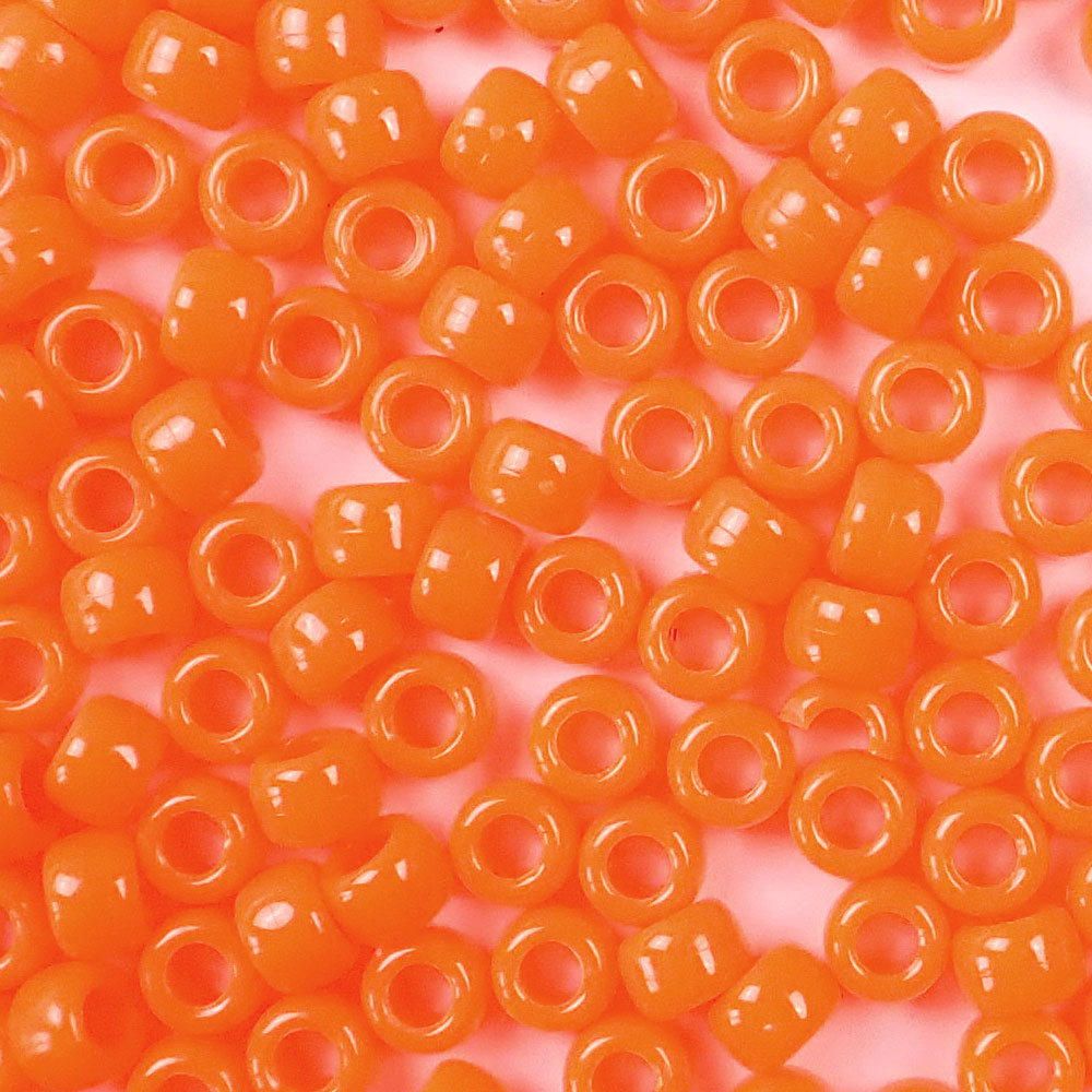 neon orange 6 x 9mm plastic pony beads in bulk