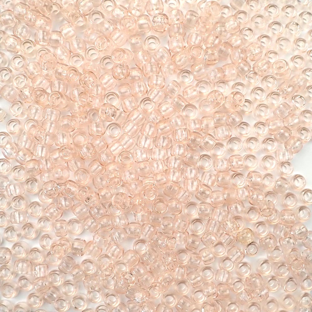 Champagne Plastic Pony Beads. Size 6 x 9 mm. Craft Beads. Made in the USA.