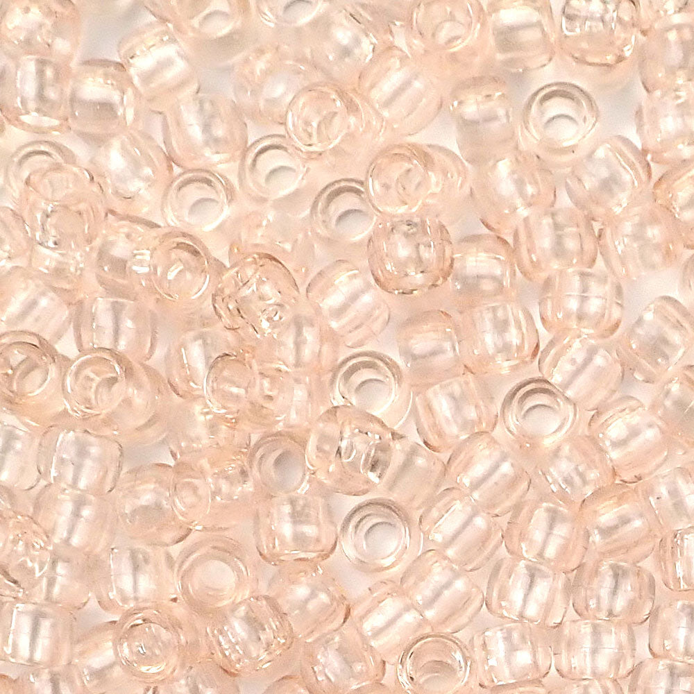 Champagne Plastic Pony Beads. Size 6 x 9 mm. Craft Beads. Made in the USA.