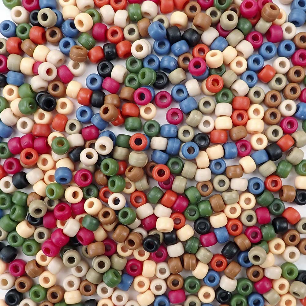 Americana Matte Mix Plastic Pony Beads. Size 6 x 9 mm. Craft Beads. Made in the USA.