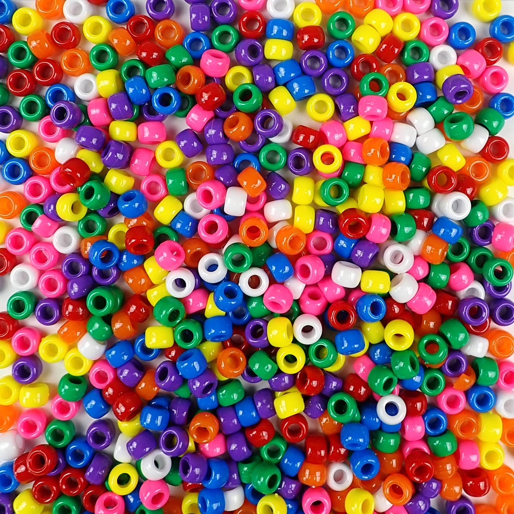 Rainbow Sprinkles Multicolor Mix Plastic Pony Beads 6 x 9mm, 500 beads