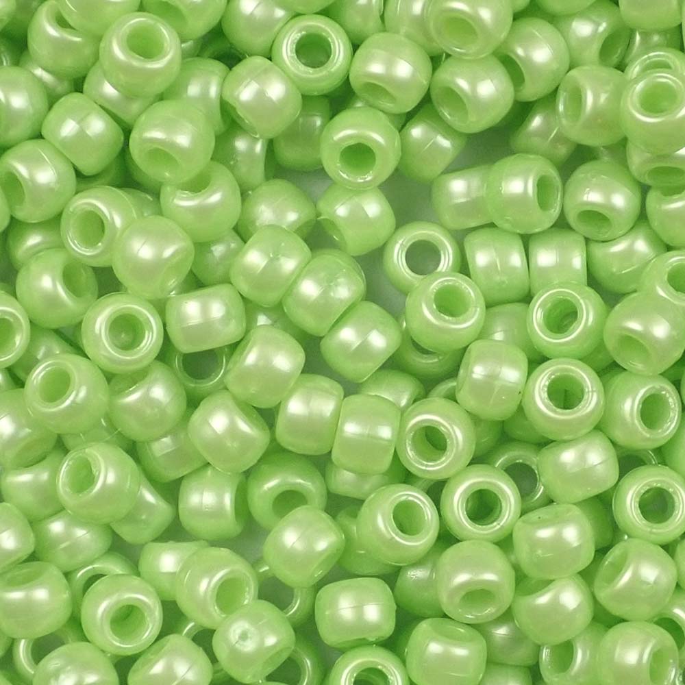 Light Lime Pearl Plastic Pony Beads