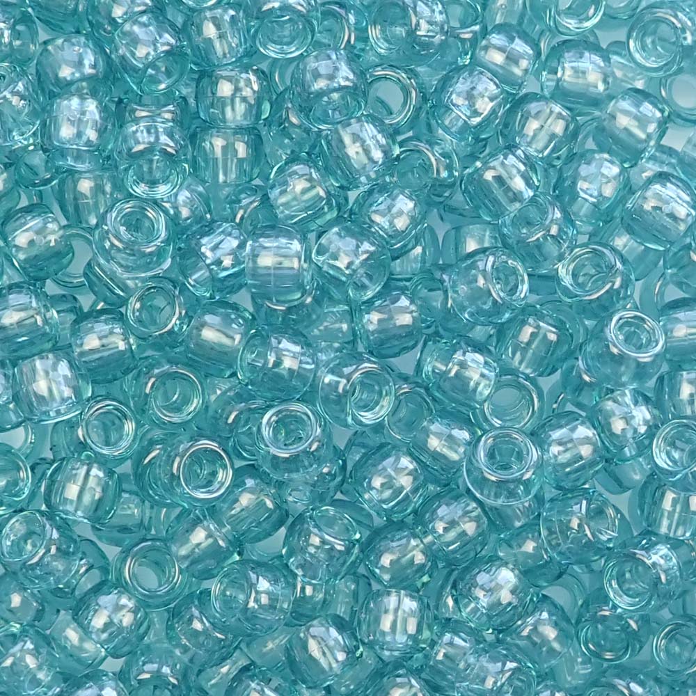 Vintage Light Turquoise Transparent Plastic Pony Beads 6 x 9mm, 500 beads