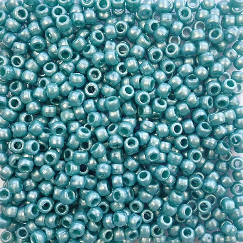 Medium Caribbean Turquoise Pearl Plastic Pony Beads 6 x 9mm, 500 beads