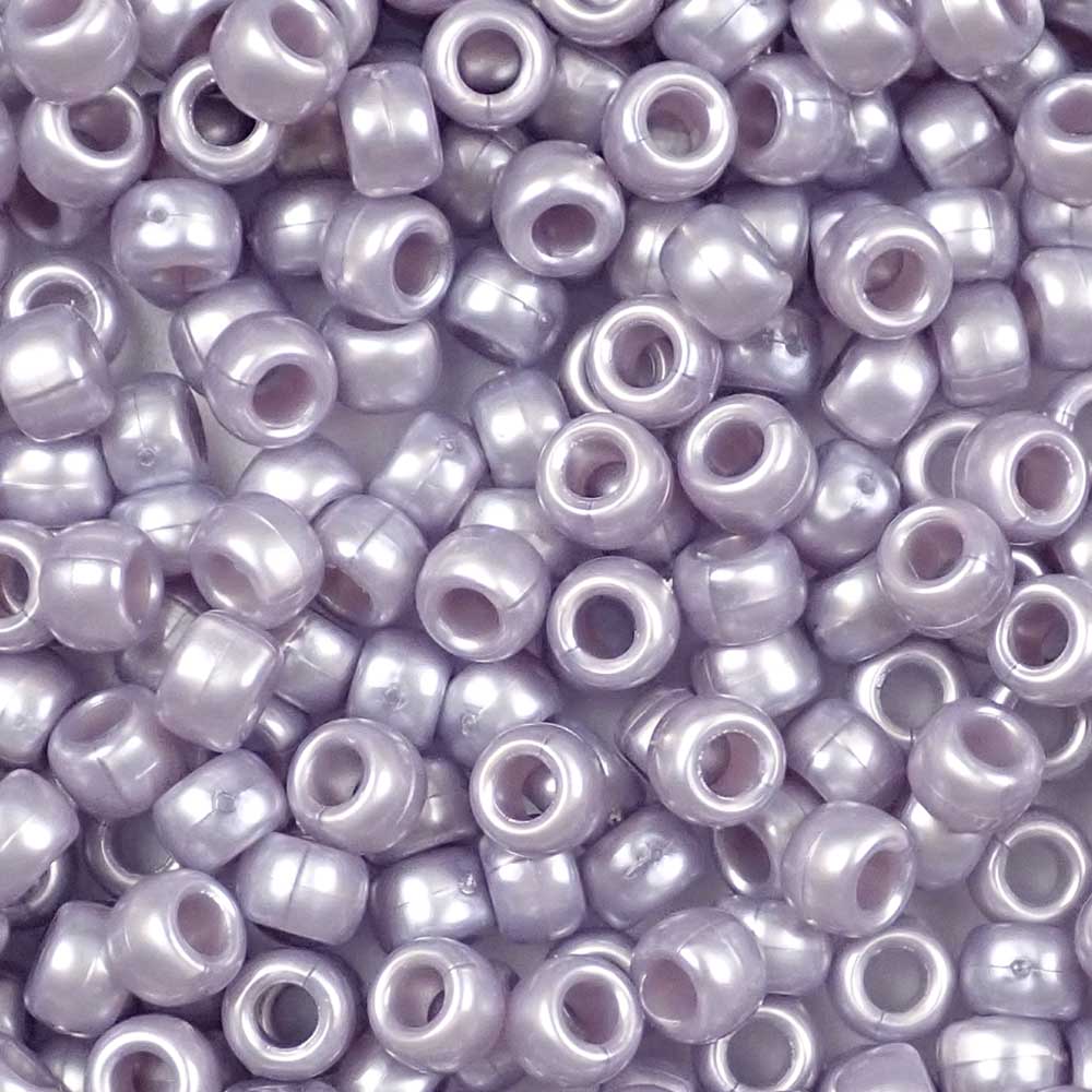 Medium Lavender Pearl Plastic Pony Beads 6 x 9mm, 500 beads