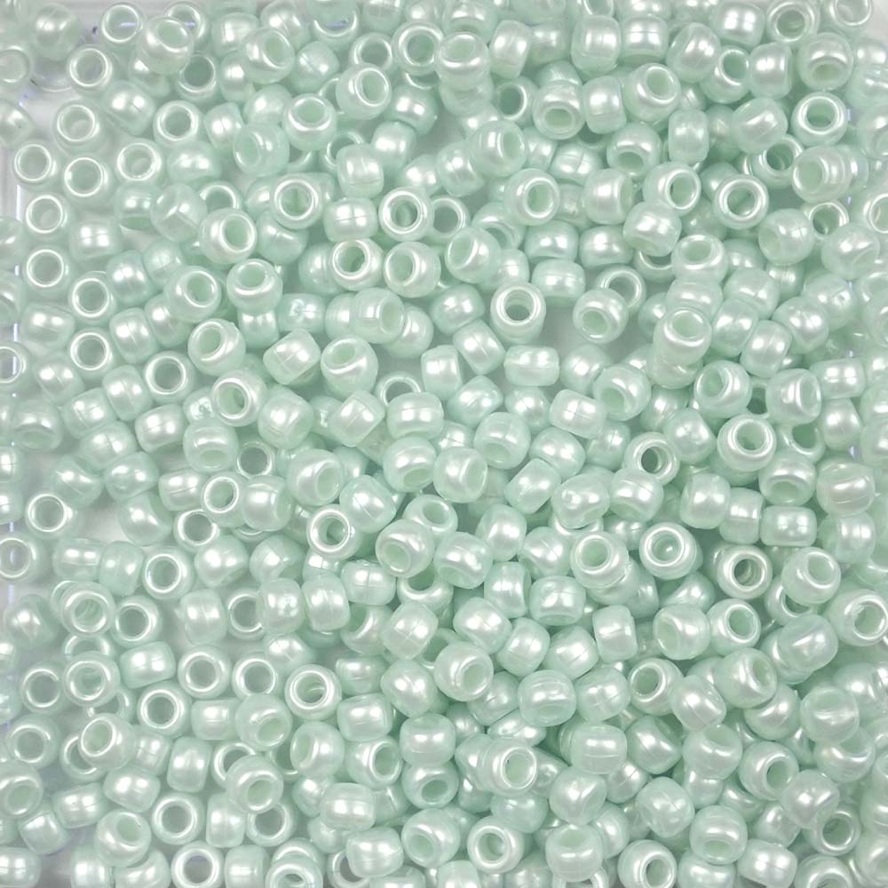 Light Caribbean Blue Pearl Plastic Pony Beads 6 x 9mm, 500 beads