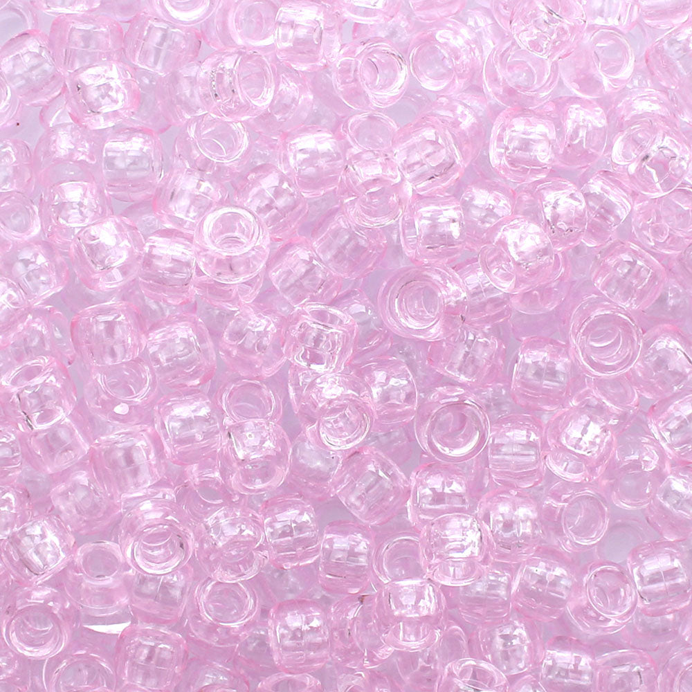 Pale Pink Transparent Plastic Pony Beads 6 x 9mm, 500 beads