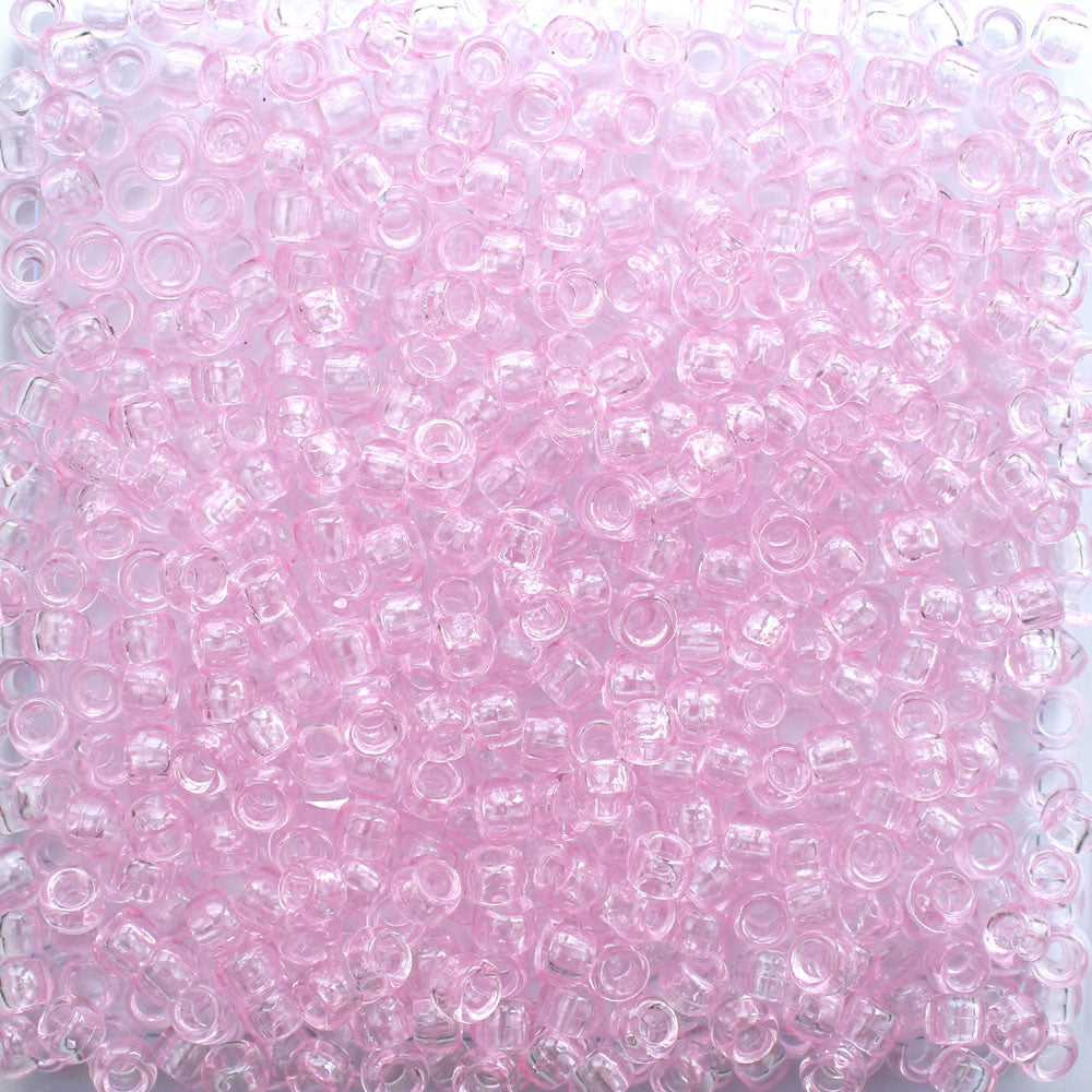 Pale Pink Transparent Plastic Pony Beads 6 x 9mm, 500 beads