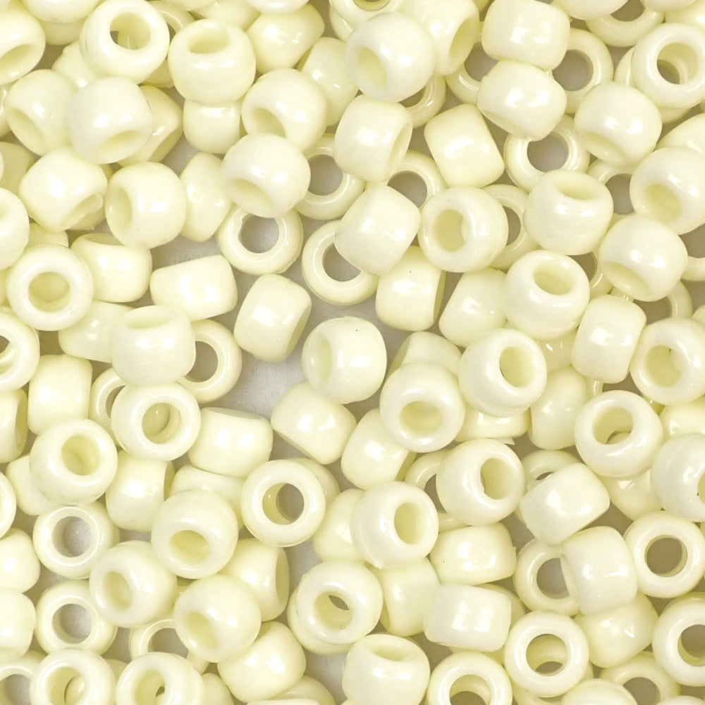 Pale Yellow Opaque Plastic Pony Beads 6 x 9mm, 500 beads