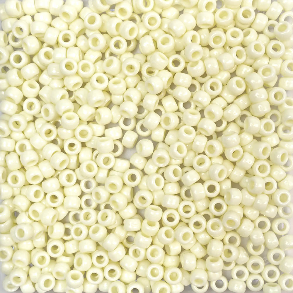 Pale Yellow Opaque Plastic Pony Beads 6 x 9mm, 500 beads