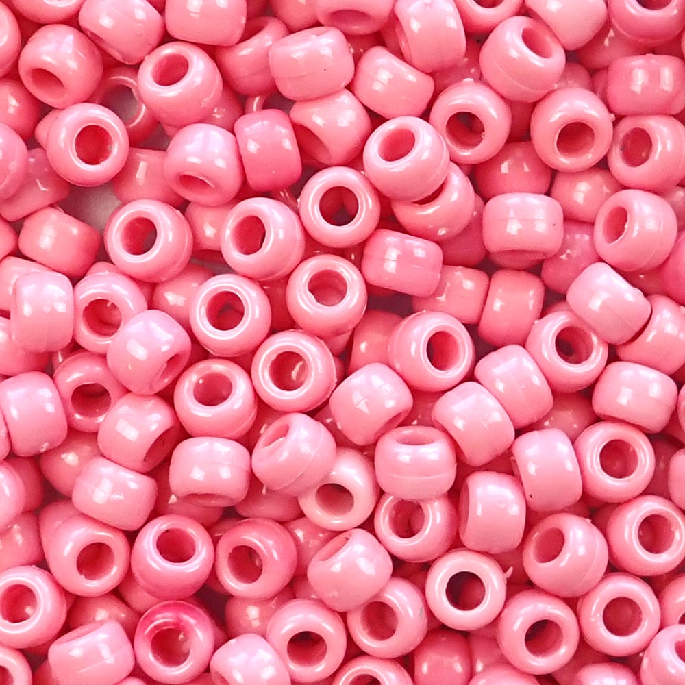 Rose Quartz Marbled Plastic Pony Beads 6 x 9mm, 500 beads
