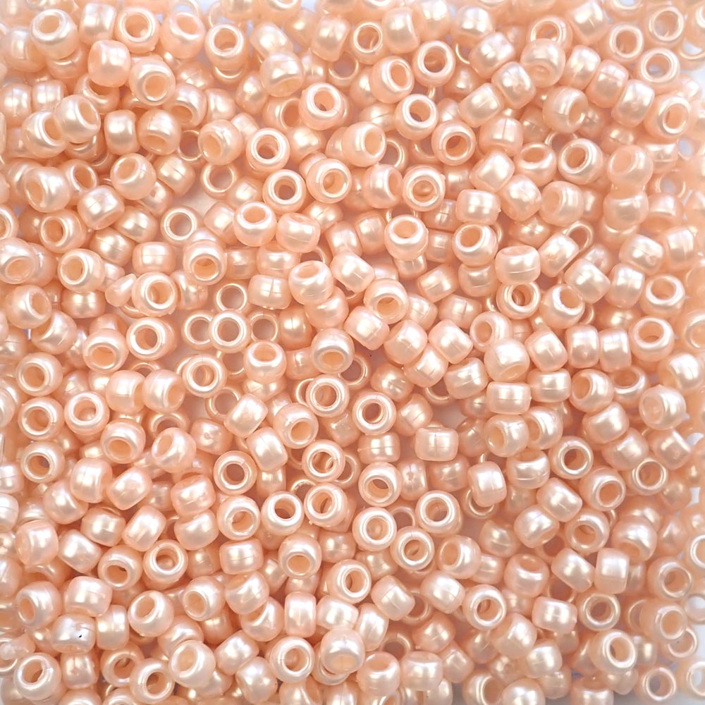 Light Peach Pearl Plastic Pony Beads 6 x 9mm, 500 beads