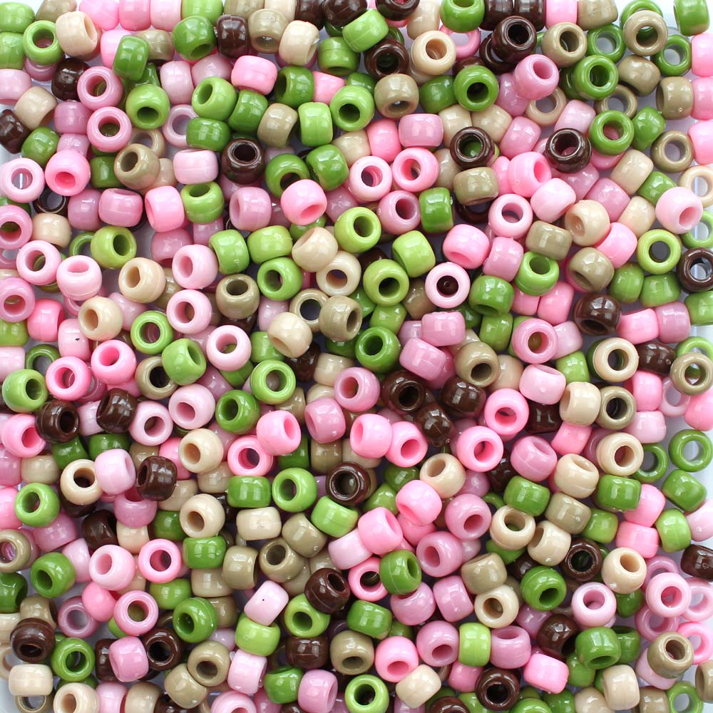 pink camouflage mix pony beads