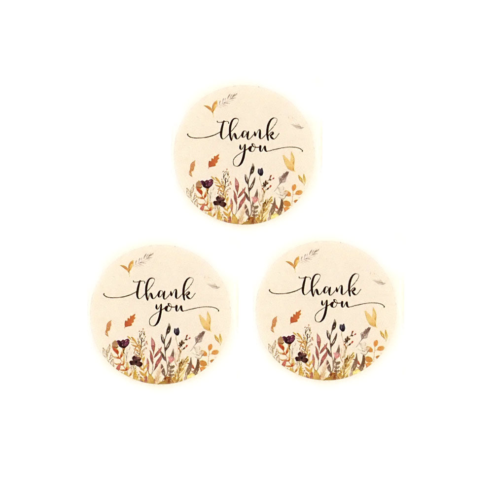Thank You Labels Stickers, Earthtones Floral, 1" Round, 100 labels