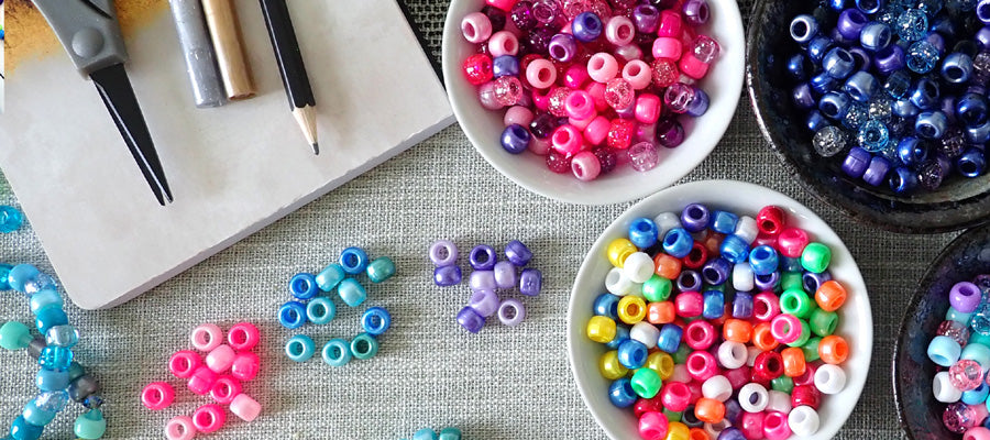 beads in bowls set up for bead party