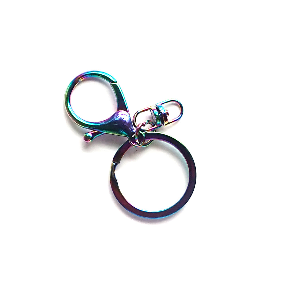 Rainbow Iridescent Metal Key Ring Clasp, 1 pc