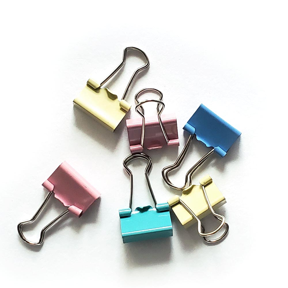 Pastel Mini Binder Clips, Random Colors, 6 pcs