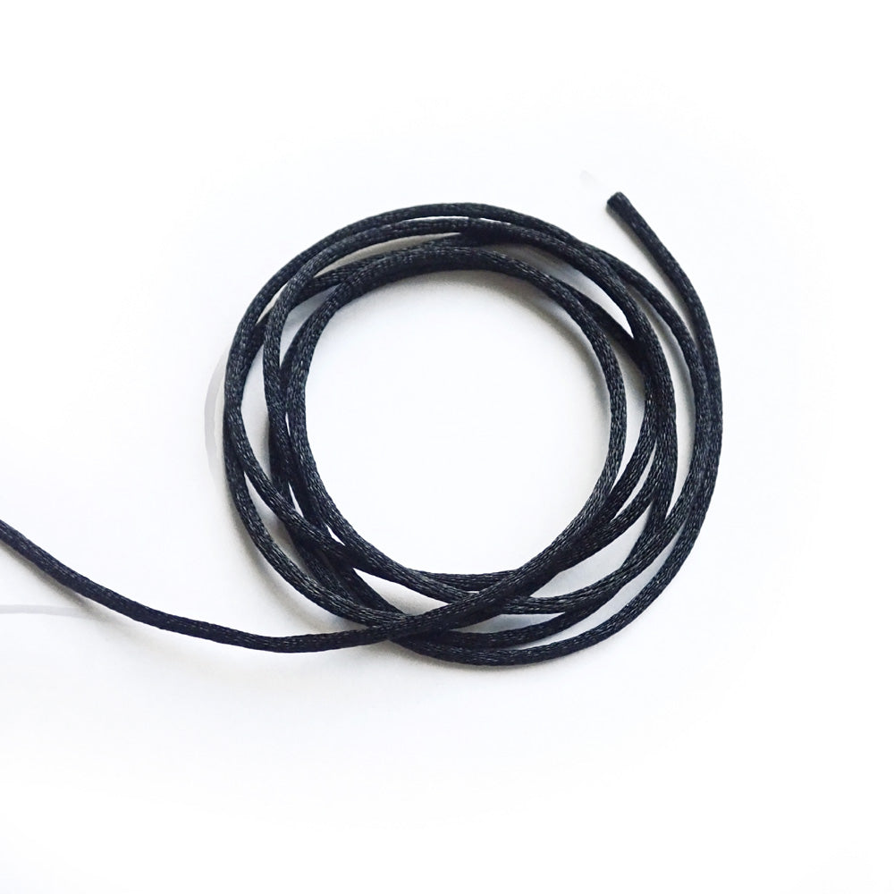 Black Satin Rattail Cord, 2mm, 10 yards