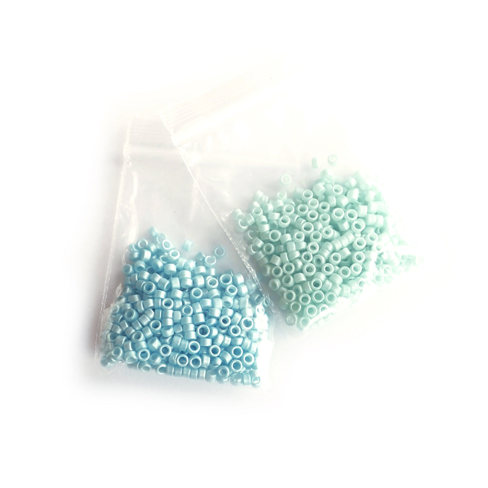 Glass Seed Beads Duo, 2mm, Pastel Blue &amp; Sea Green, about 750 beads
