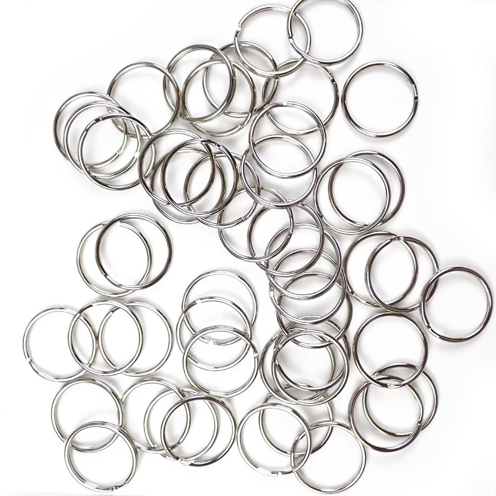 1" Metal Key Rings, Nickel Plated, about 48 pcs