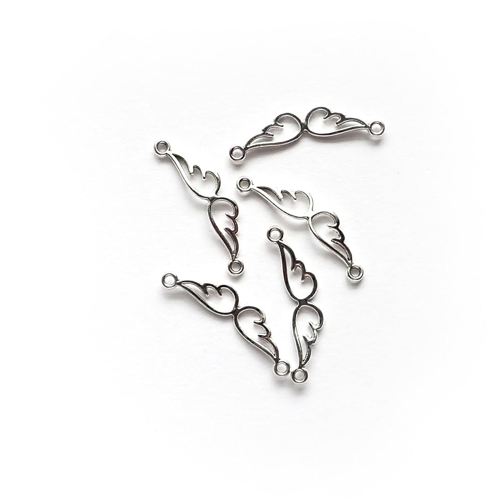 Angle Wings Silver Tone Metal Links, about 5 pcs