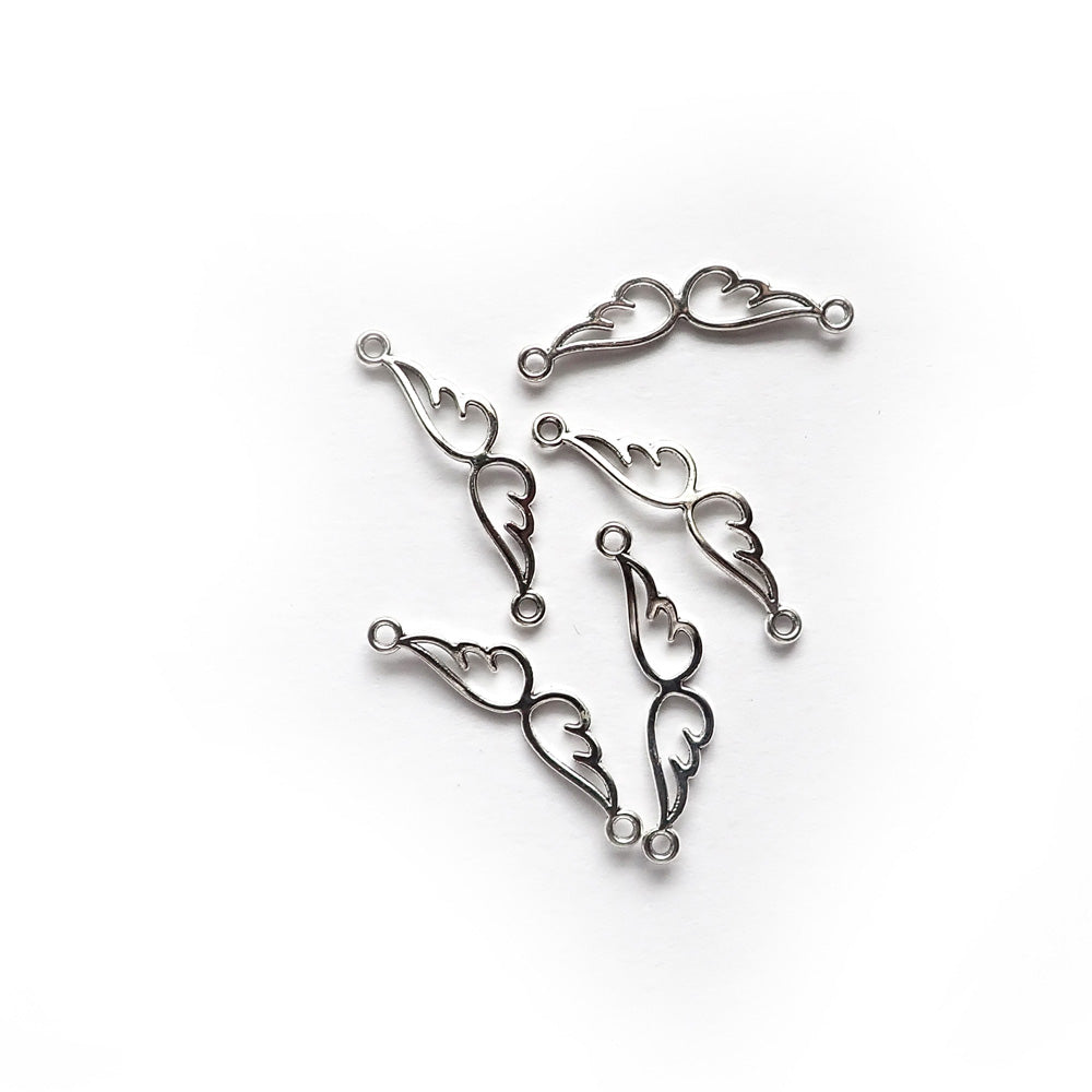 Angle Wings Silver Tone Metal Links, about 5 pcs