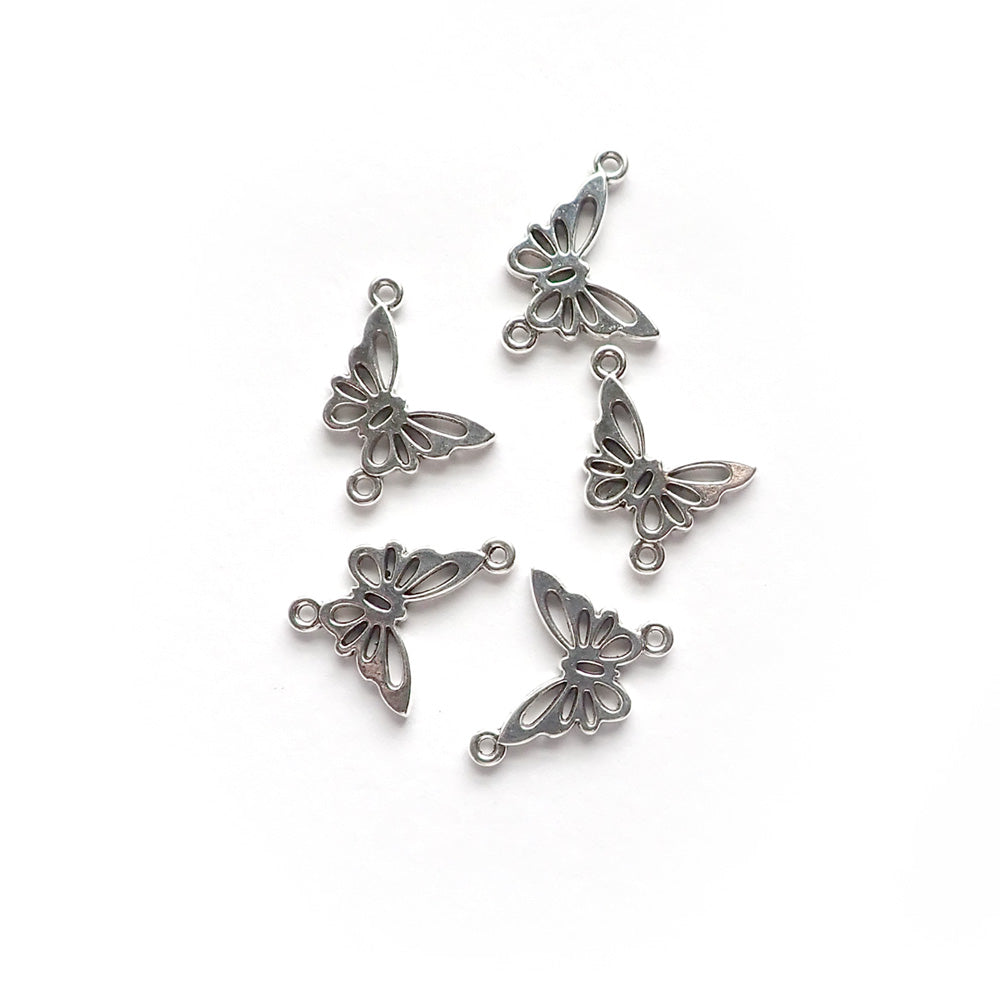 Butterfly Metal Connector Links, Silver Tone, about 5 pcs
