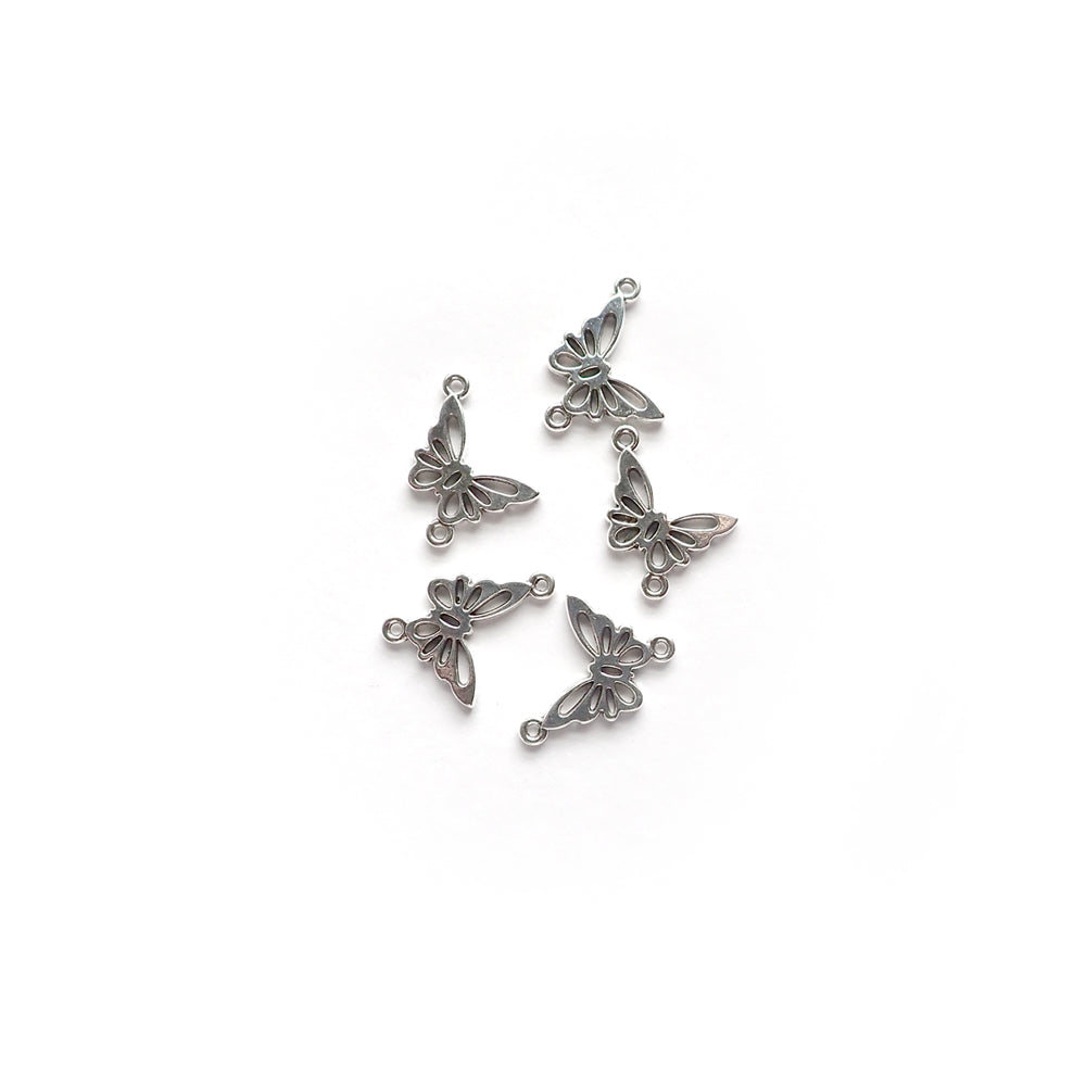 Butterfly Metal Connector Links, Silver Tone, about 5 pcs