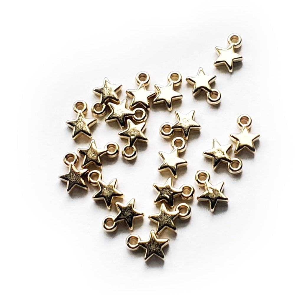 Small Solid Star Charms, Gold Tone Plastic Charms, about 20pcs