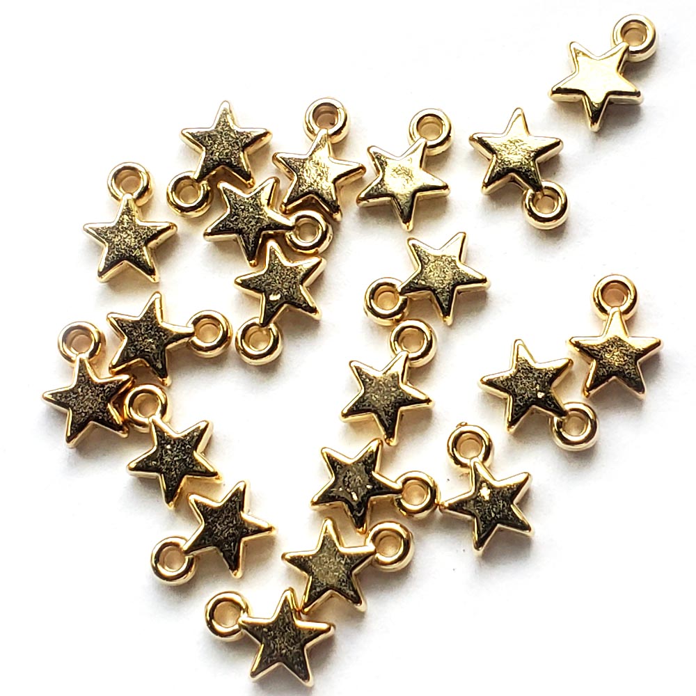 Small Solid Star Charms, Gold Tone 8.5mm, about 20pcs