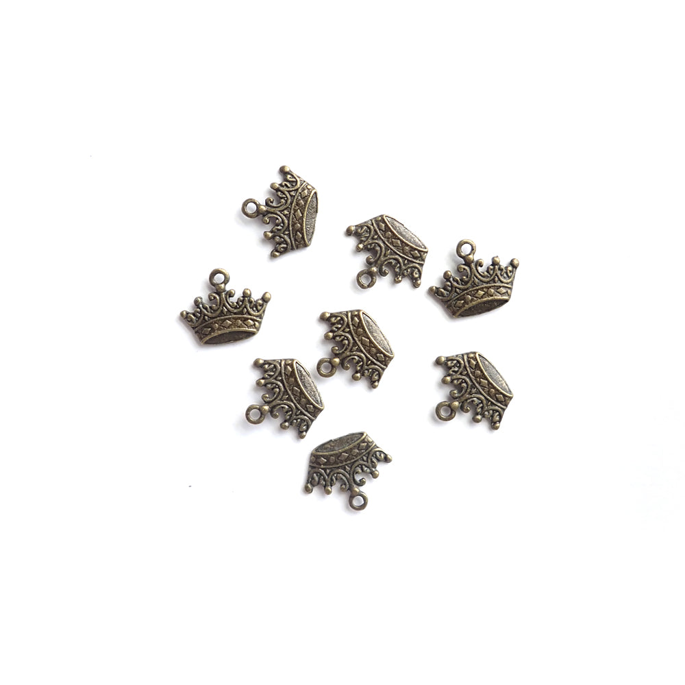 Crown Metal Charms, Antique Bronze Color, about 8 charms