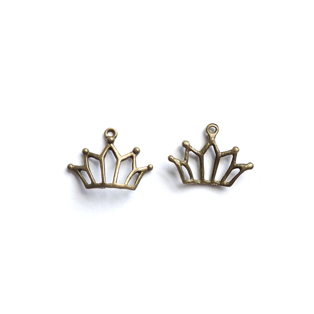 Large Crown Metal Charms, Antique Bronze Color, about 5 charms