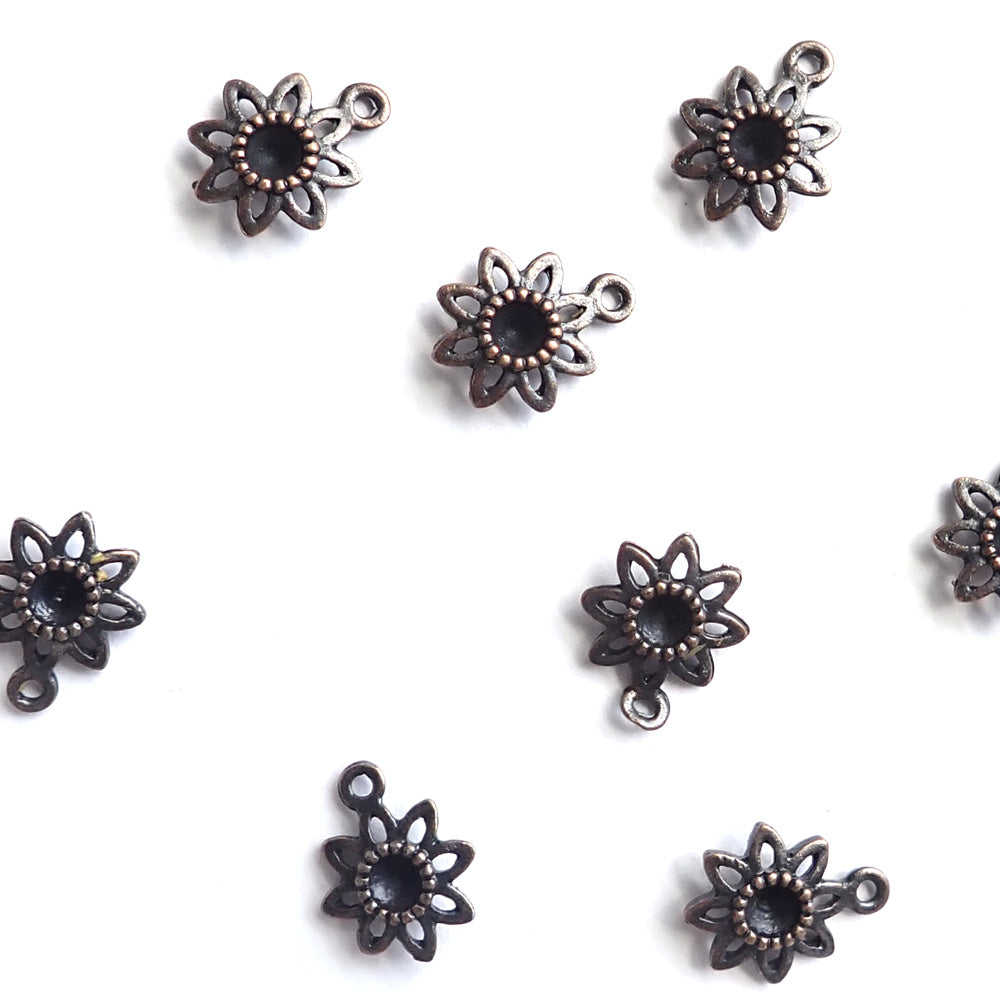 Antique Flower Metal Charms, Antique Bronze, about 8 charms