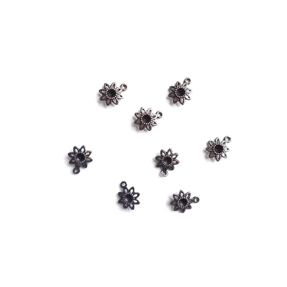 Antique Flower Metal Charms, Antique Bronze, about 8 charms, for making bracelets & jewelry