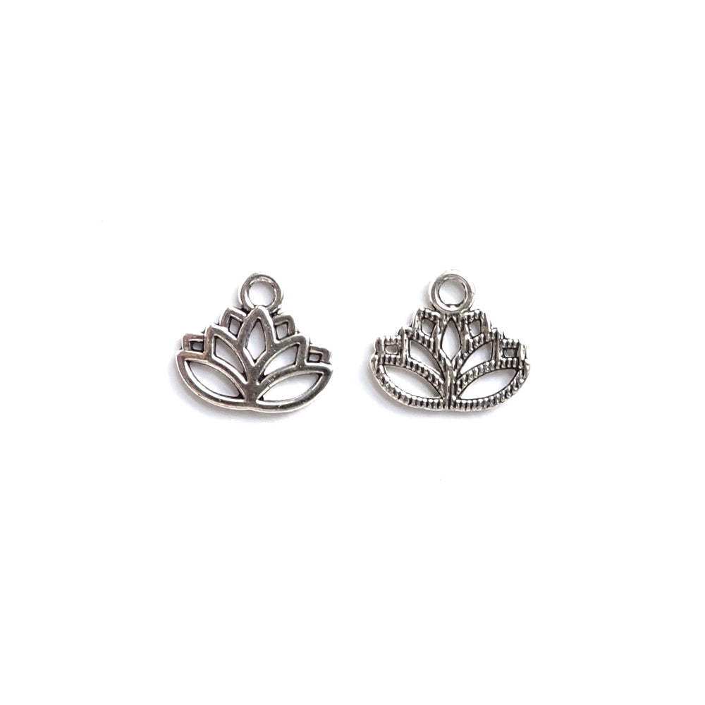 Lotus Flower Metal Charms, Silver Tone Color, about 8 charms