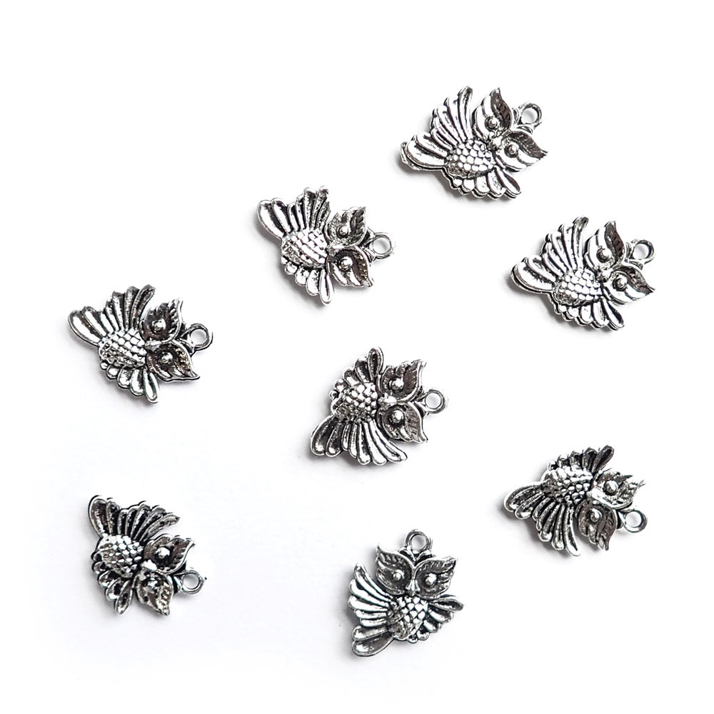 Flying Owl Metal Charms, Silver Tone Color, about 8 charms