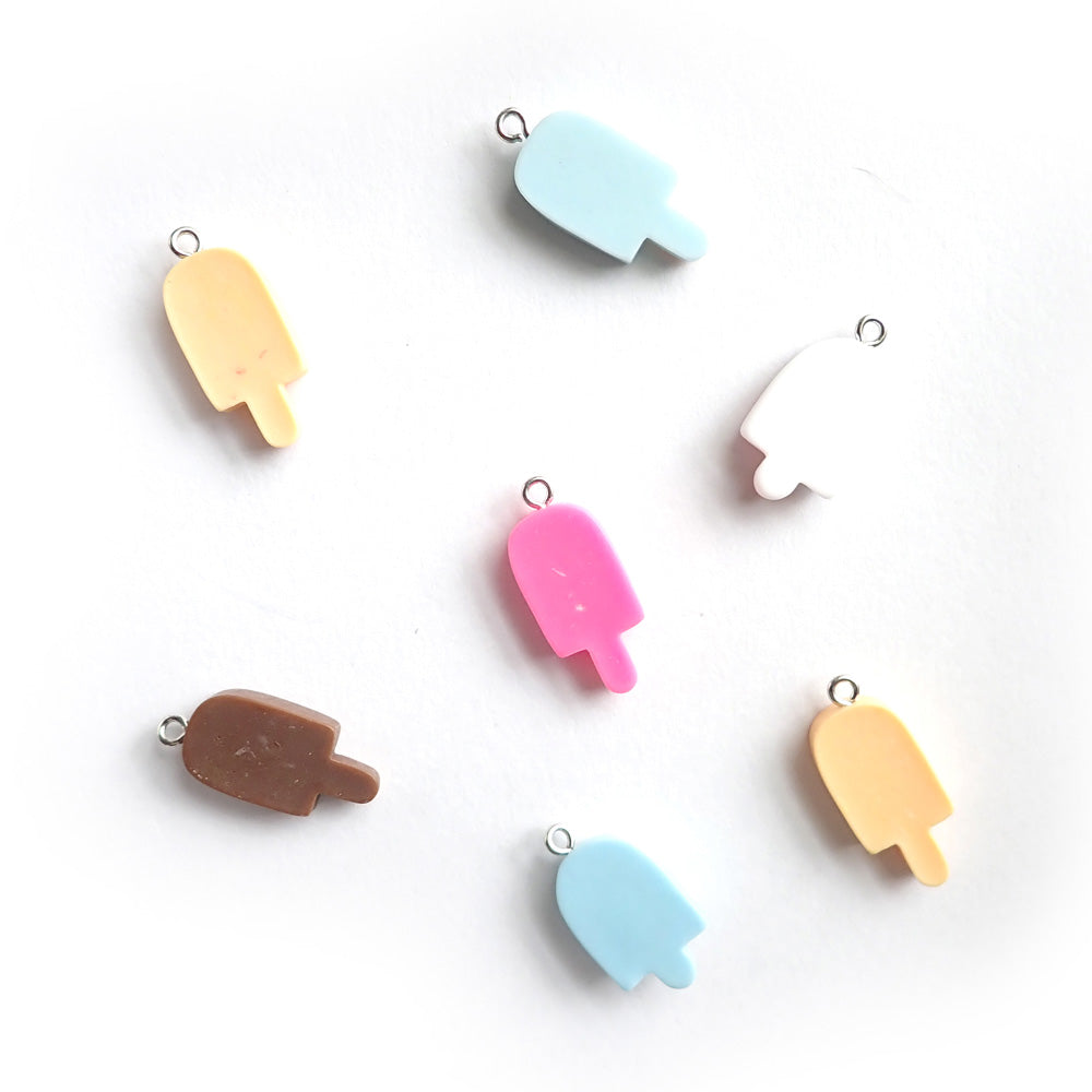 Plastic Ice Cream Popsicle Charms, Random Colors, 7 Charms, for jewelry making & crafts