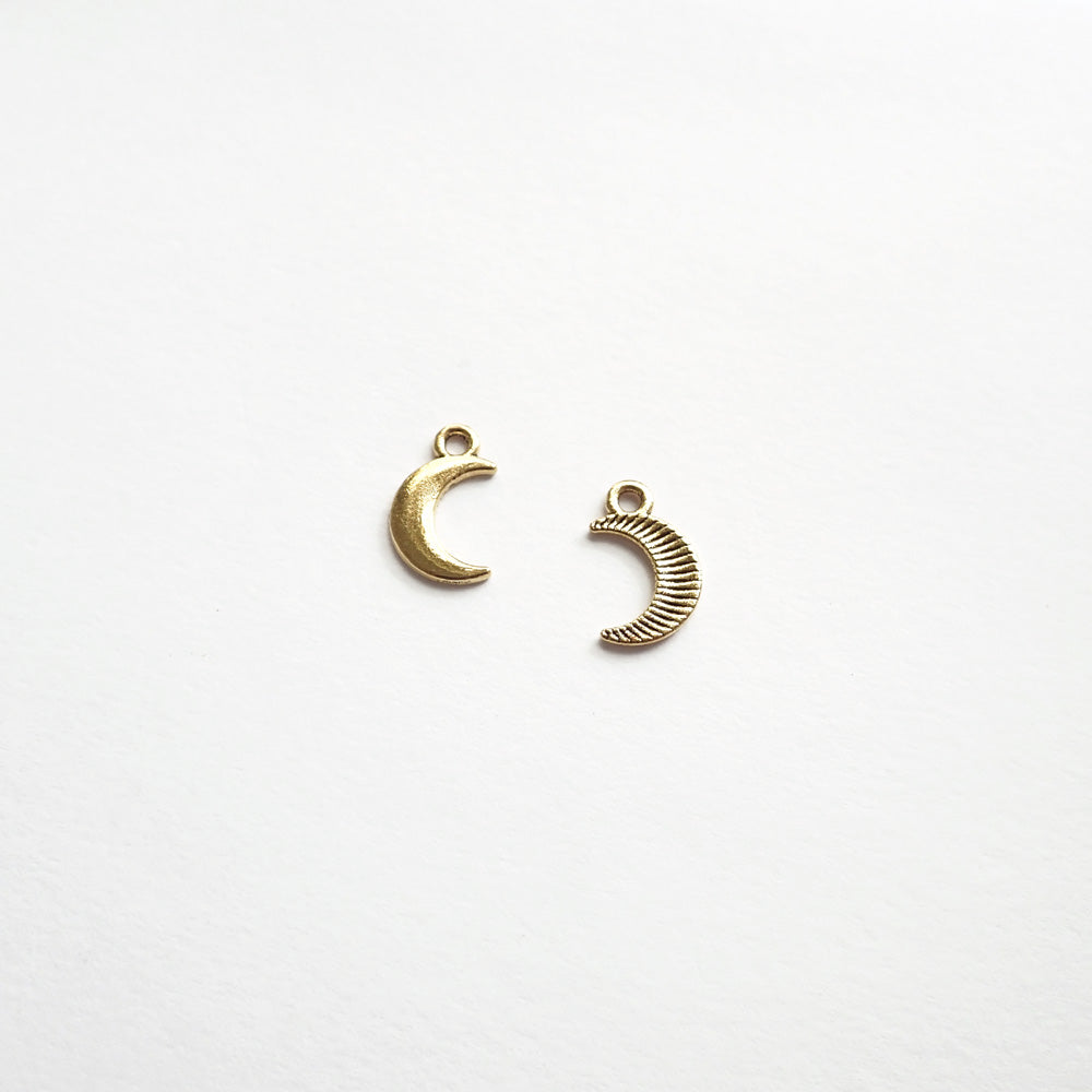 Solid Moon Metal Charms, Gold Tone Color, about 8 charms, for jewelry making & crafts