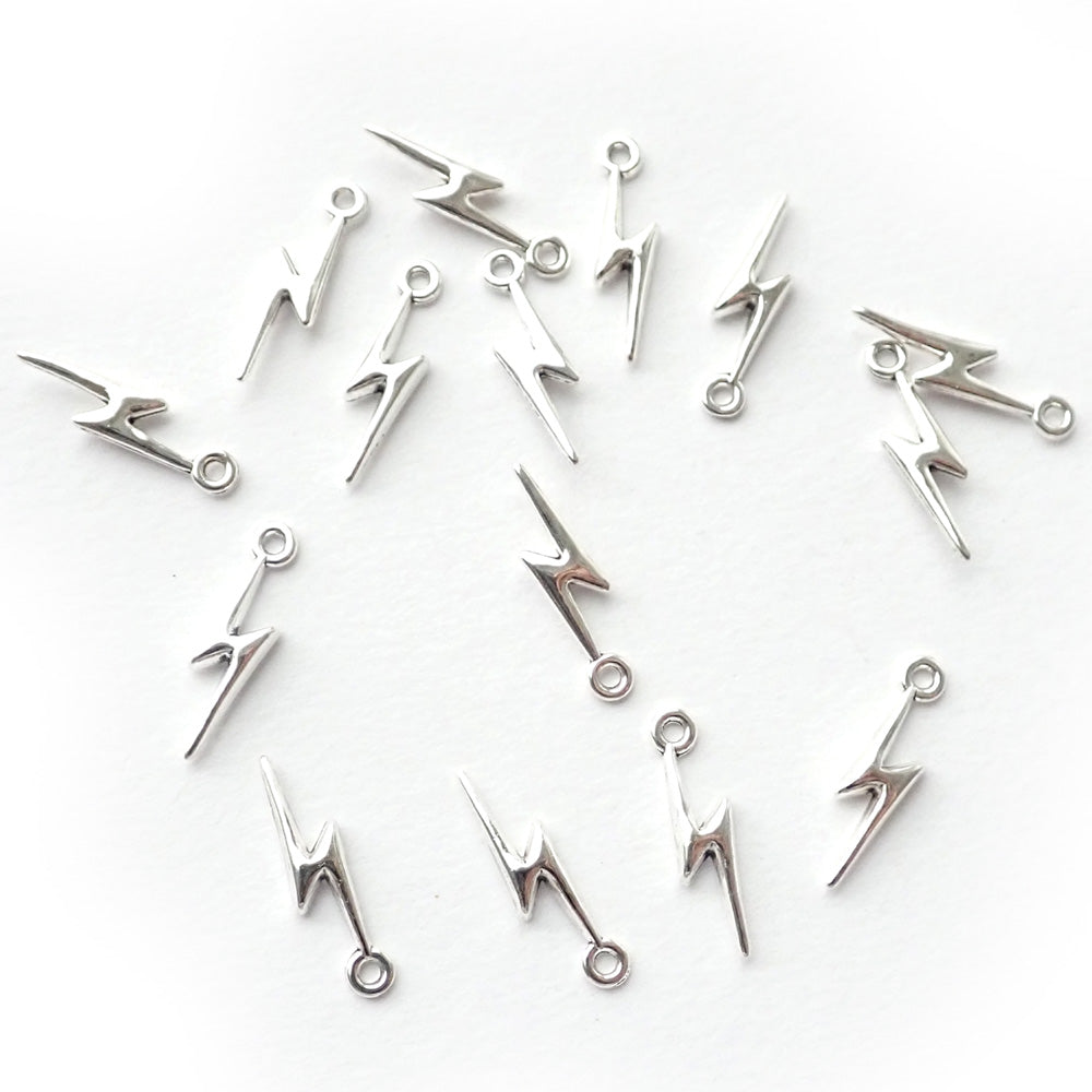 Lightening Bolt Metal Charms, Silver Tone Color, about 15 charms, for jewelry making & crafts