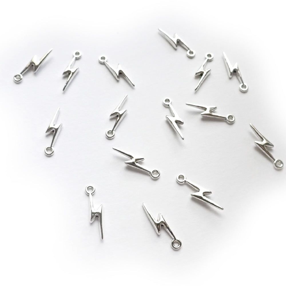 Lightening Bolt Metal Charms, Silver Tone Color, about 15 charms, for jewelry making & crafts