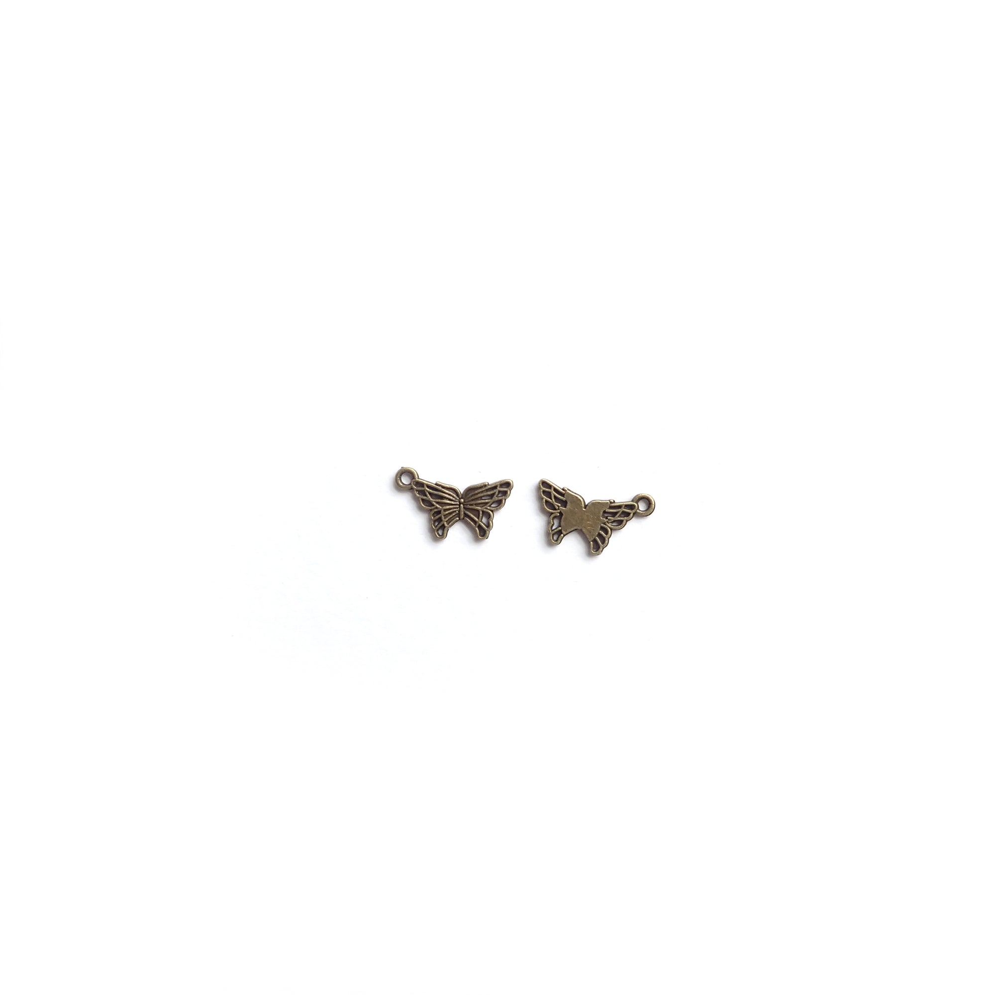 Butterfly Metal Charms (corner loop), Antique Bronze Color, about 8 charms