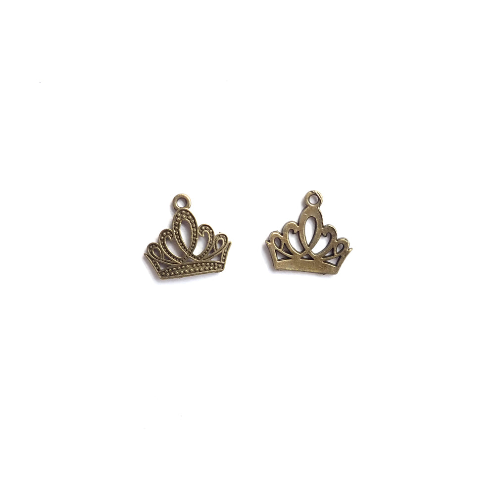 Princess Crown Metal Charms, Antique Bronze Color, about 8 charms, for jewelry making & crafts