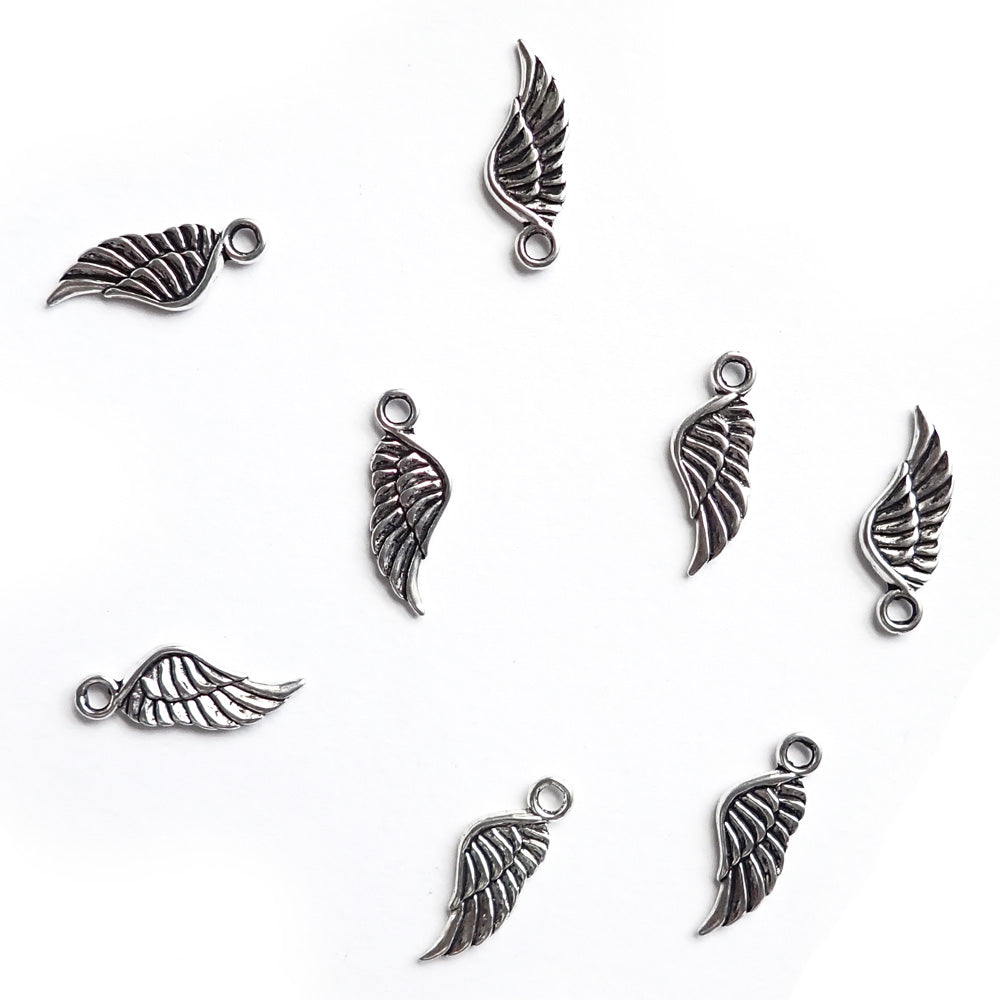 Small Angel Wing Metal Charms, Silver Tone Color, about 8 charms, for jewelry making &amp; crafts