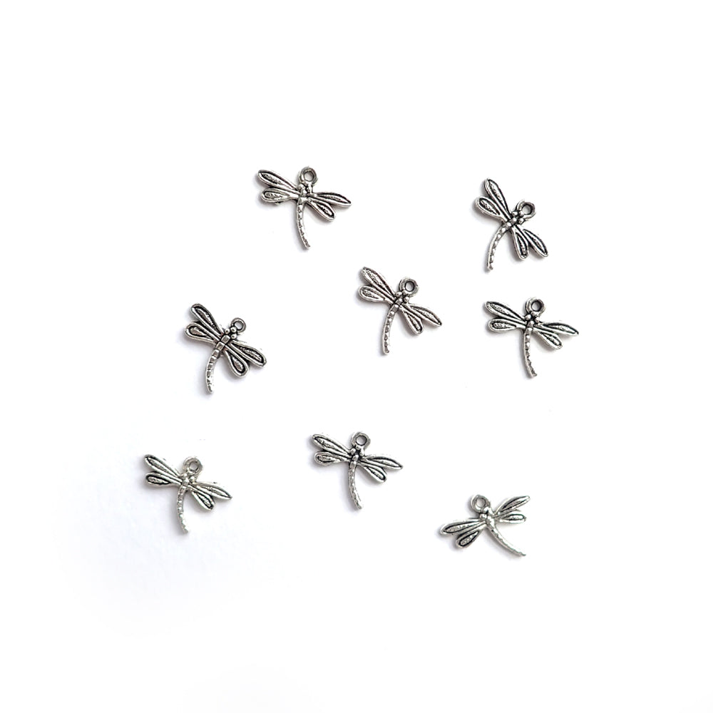 Small Dragonfly Metal Charms, Silver Color, about 8 charms