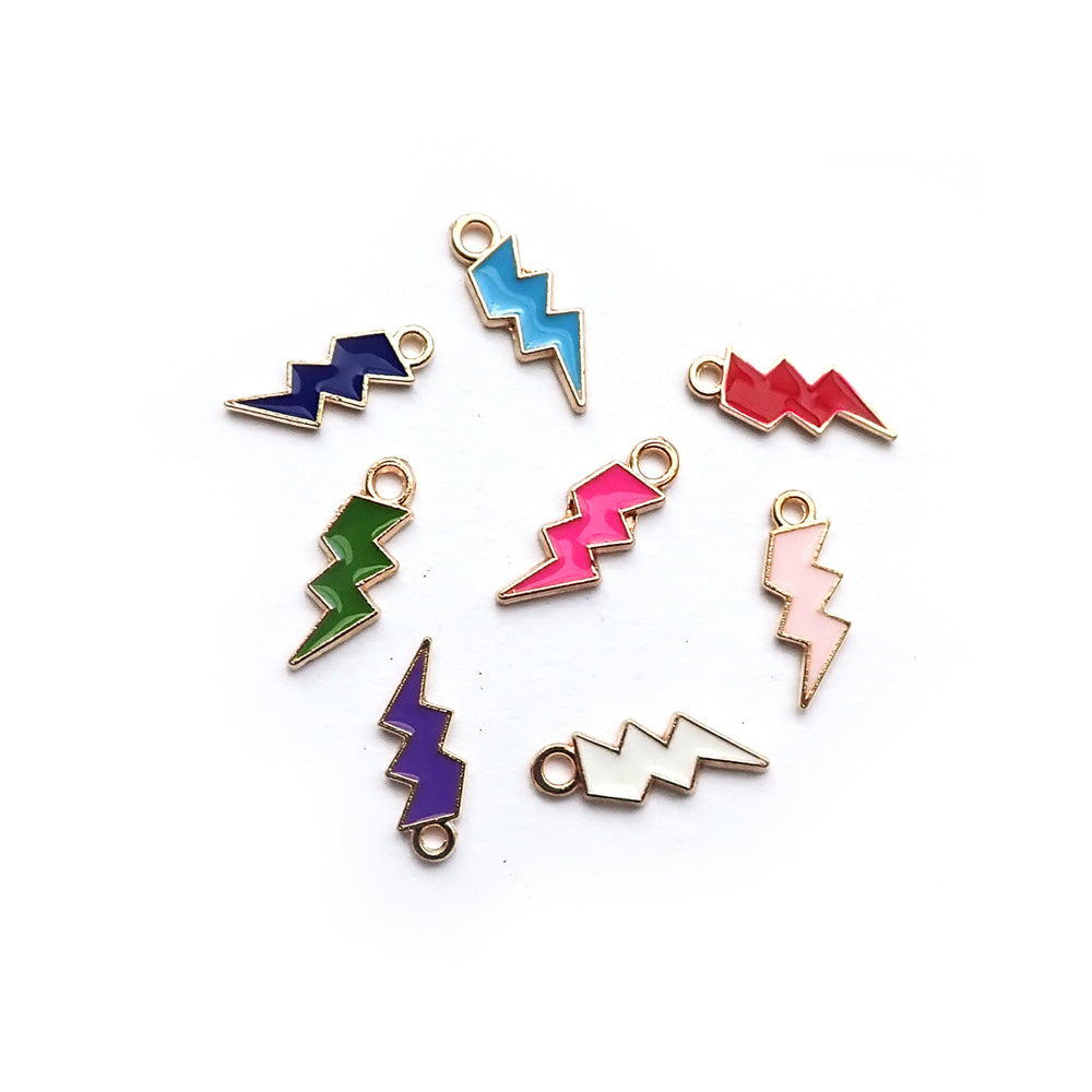 Enamel Lightning Bolt Metal Charms, Random Colors, about 8 charms, for jewelry making & crafts