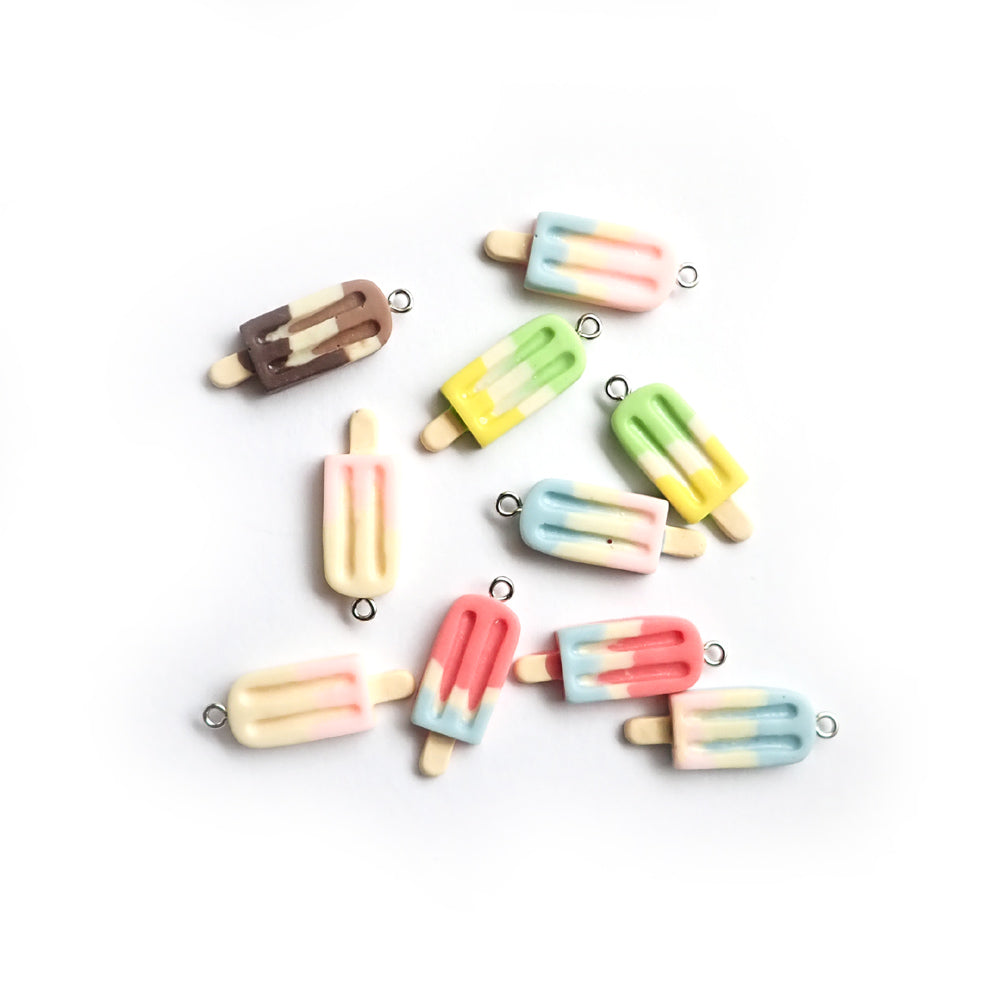 Plastic Popsicle Charms, Mixed Colors, 10 charms